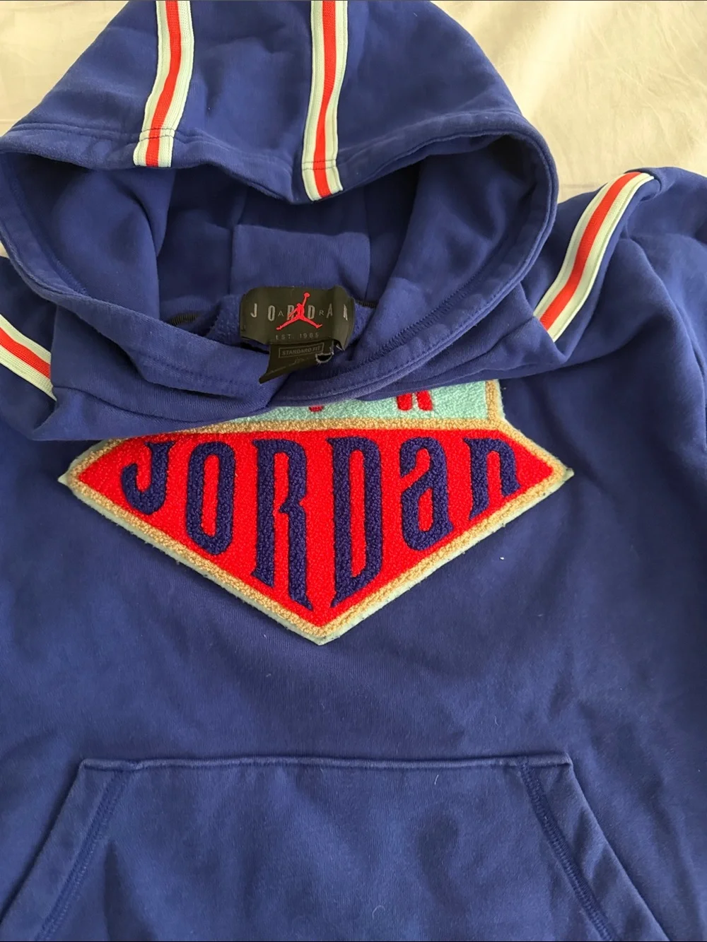 Jordan Kids Royal Blue Hoodie with Red and Light Blue Patch